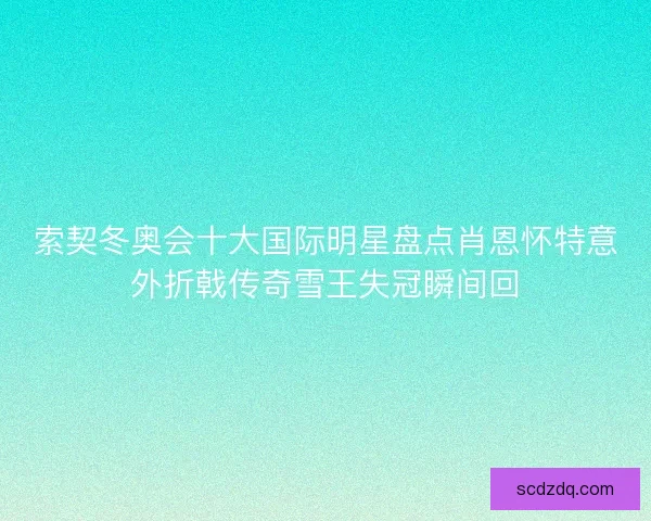 索契冬奥会十大国际明星盘点肖恩怀特意外折戟传奇雪王失冠瞬间回